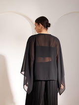 Brocade Panel Kaftan Top - Black And Gold