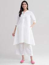 Flared Linen Kurta - White