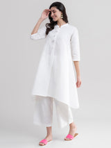 Flared Linen Kurta - White