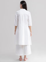 Flared Linen Kurta - White