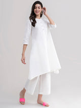 Flared Linen Kurta - White