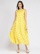 Cotton Polka Handkerchief Dress - Yellow