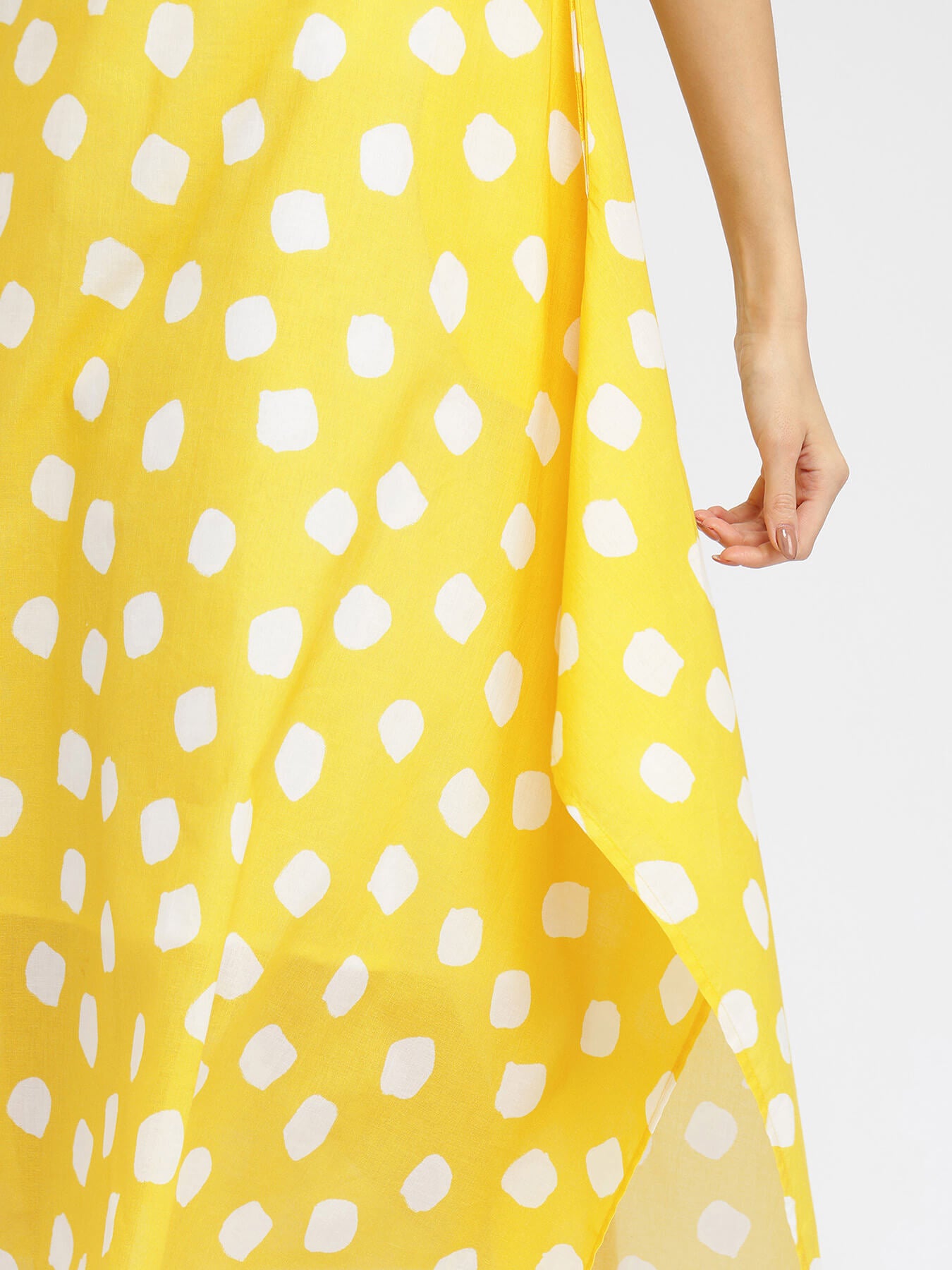 Cotton Polka Handkerchief Dress - Yellow