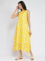 Cotton Polka Handkerchief Dress - Yellow