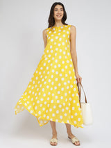 Cotton Polka Handkerchief Dress - Yellow