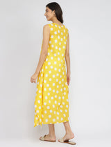Cotton Polka Handkerchief Dress - Yellow