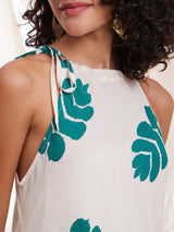 Cotton Ikat Halterneck Dress - Green