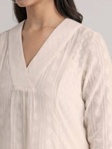 Cotton Jacquard Kurta Set - Off White