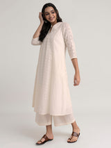 Cotton Jacquard Kurta Set - Off White