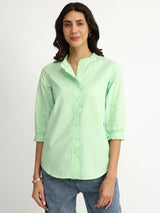 Luxe-Textured Cotton Solid Shirt - Green