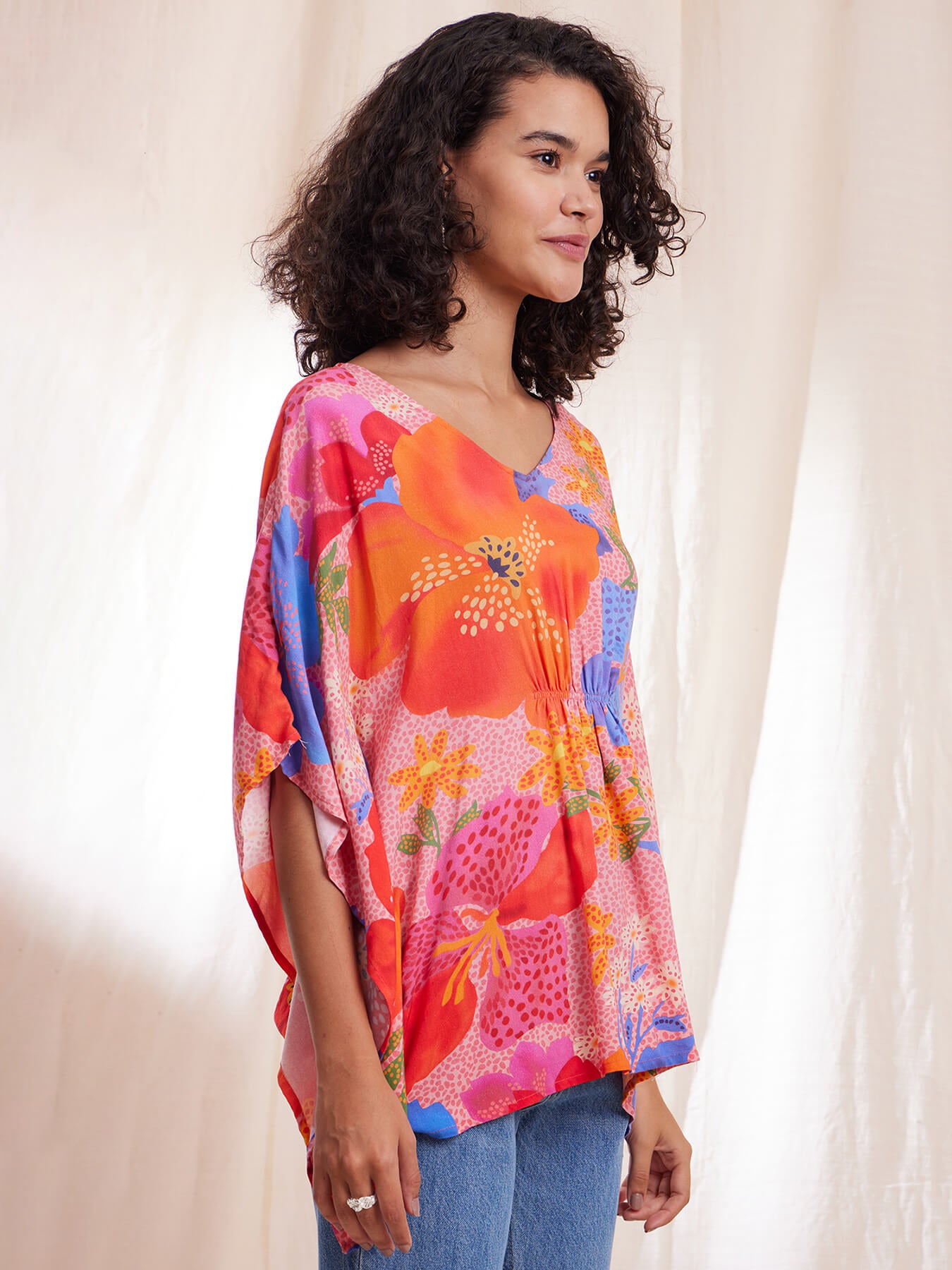 Floral Kaftan Style Top - Multicolour