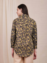 Cotton Dabu Floral Shirt - Brown