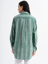 Cotton Dabu Handblock Printed Shirt - Green