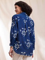 Cotton Dabu Handblock Shirt - Indigo