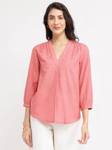 Cotton Woven Design Top - Pink