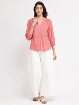 Cotton Woven Design Top - Pink