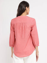 Cotton Woven Design Top - Pink