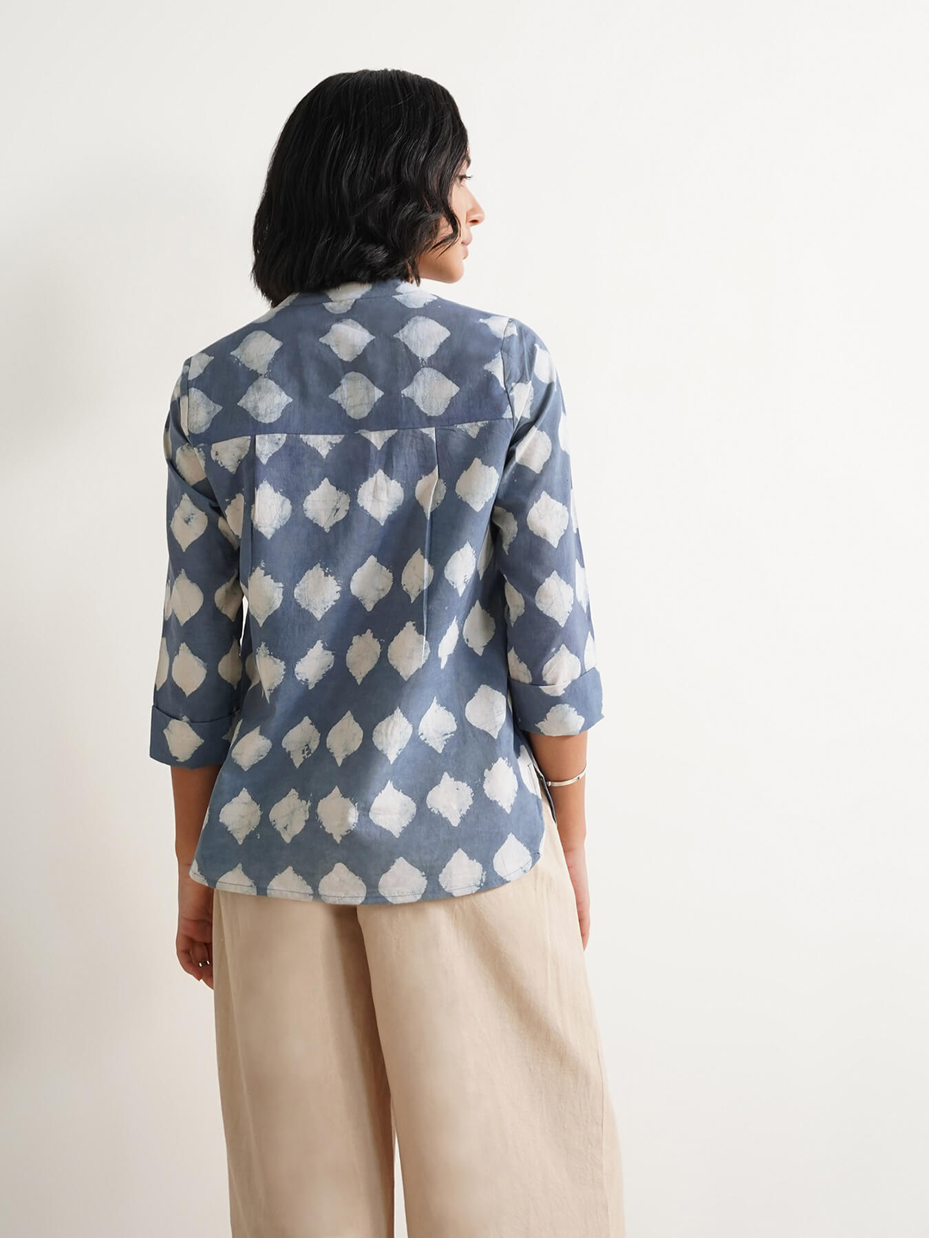 Cotton Dabu Abstract Print Top - Grey