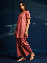 Cotton Foil Print Coord - Pink