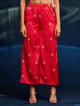 Satin Bandhani Coord - Red
