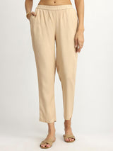 Soft Textured Rayon Solid Co-ord Set - Beige