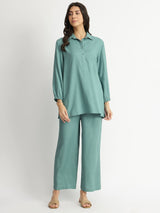 Soft Textured Rayon Solid Co-ord Set - Teal