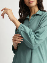 Soft Textured Rayon Solid Co-ord Set - Teal