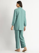 Soft Textured Rayon Solid Co-ord Set - Teal