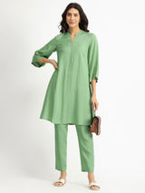 Soft Textured Rayon Solid Co-ord Set - Green