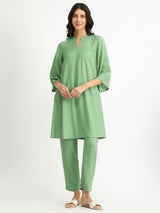 Soft Textured Rayon Solid Co-ord Set - Green