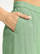 Soft Textured Rayon Solid Co-ord Set - Green