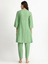 Soft Textured Rayon Solid Co-ord Set - Green
