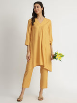Soft Textured Rayon Solid Co-ord Set - Yellow