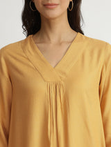 Soft Textured Rayon Solid Co-ord Set - Yellow