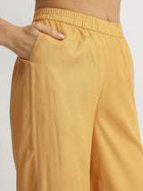 Soft Textured Rayon Solid Co-ord Set - Yellow