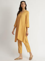 Soft Textured Rayon Solid Co-ord Set - Yellow