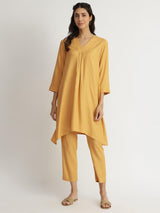 Soft Textured Rayon Solid Co-ord Set - Yellow