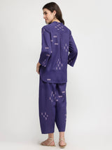 Cotton Geometric Print Co-ord Set - Blue