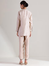 Silk Blend Colourblock Co-ord Set - Cream