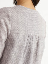 Cotton Woven Design Co-ord Set with Bralette - Grey