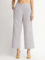 Cotton Woven Design Co-ord Set with Bralette - Grey