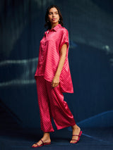 Satin Bandhani Coord - Pink