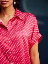 Satin Bandhani Coord - Pink