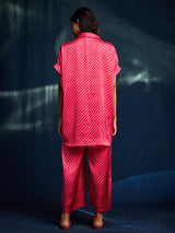 Satin Bandhani Coord - Pink