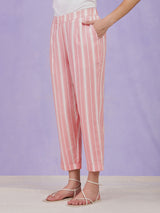 Cotton Striped Co-ord Set - Light Pink