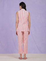 Cotton Striped Co-ord Set - Light Pink
