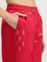 Cotton Geometric Print Co-ord Set - Red