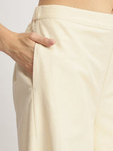 Linen Blend Solid Co-ord Set - Beige