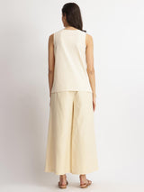 Linen Blend Solid Co-ord Set - Beige