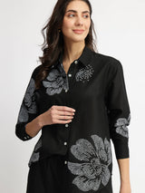 Cotton Bandhani Floral Co-ord Set - Black